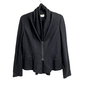 GERARD DAREL Black Wool Zip Front Blazer Jacket 42 EU